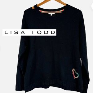 Lisa Todd Lover embroidered heart sweater, Med, CB2347